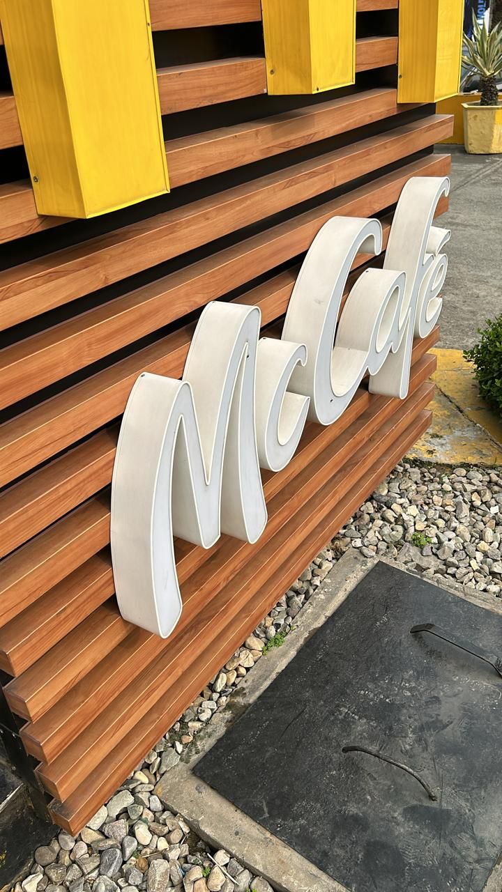 McCafé illuminated 3D lettering installation